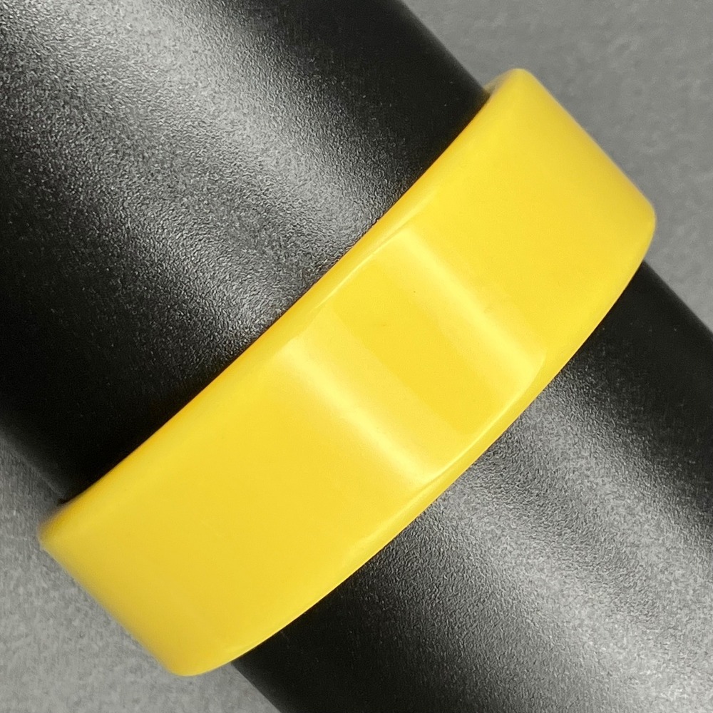 Vintage Bangle Yellow Plastic Wide Smooth Band Size 7.75